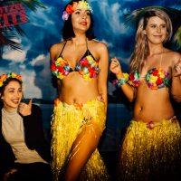 Hawaiian luau party in august hula girls waitresses bikini
